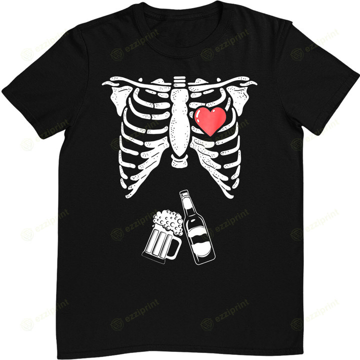 Skeleton Beer Xray Pregnancy Announcement Dad T-Shirt