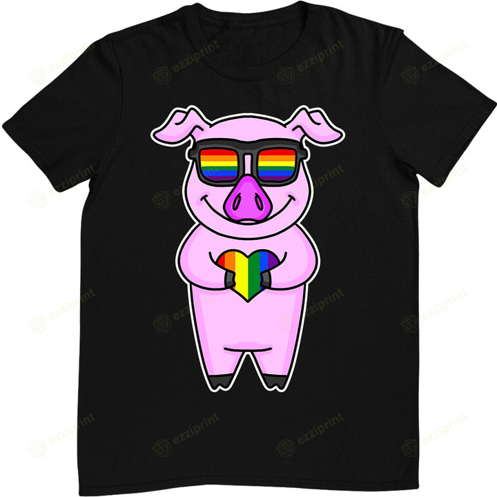 LGBT Supporter Pig Rainbow Gay Pride - LGBT heart Animal T-Shirt
