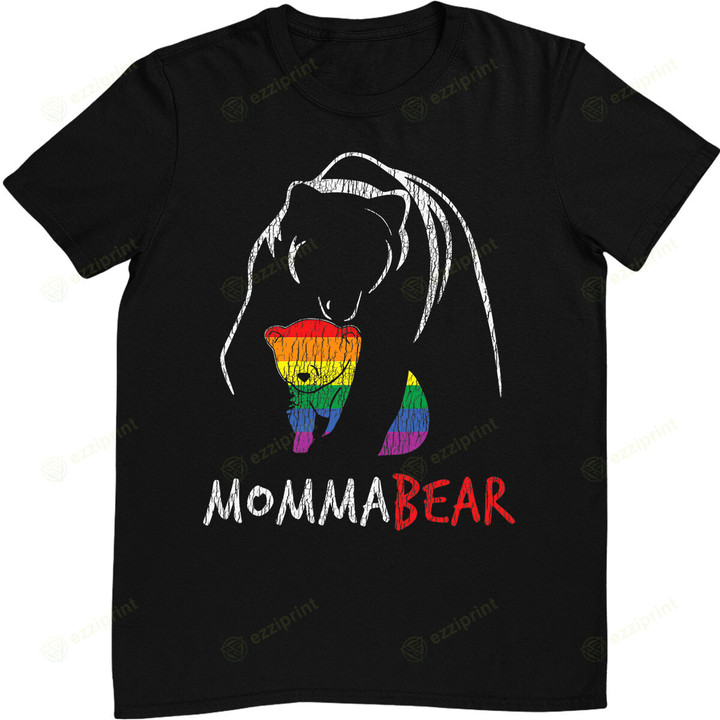 Vintage Rainbow Mama Bear Hug Love Support Parent Pride LGBT T-Shirt
