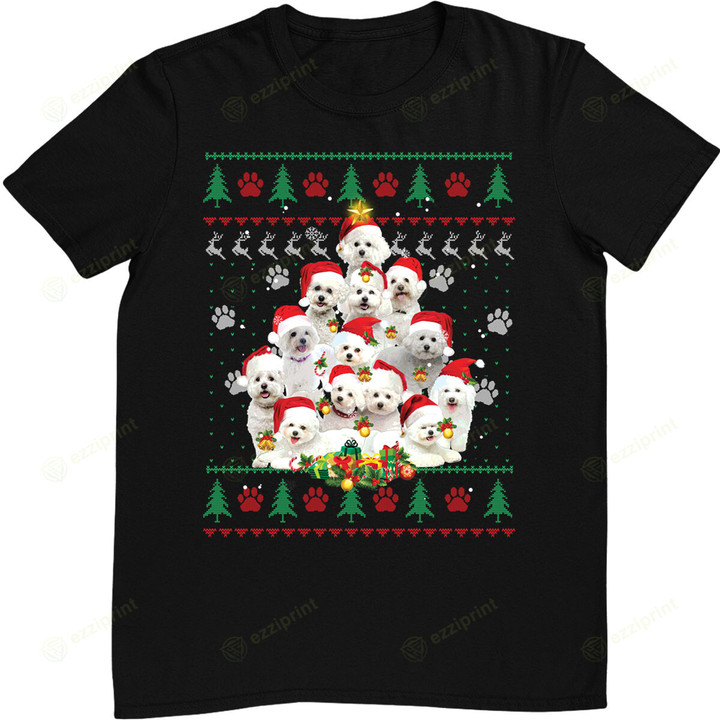 Bichon Frise Christmas Dog Lover Shirt Ugly Sweater Xmas Tree T-Shirt