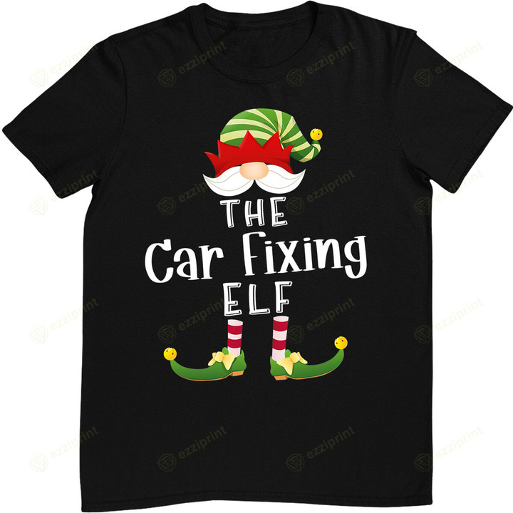 Car Fixing Elf Group Christmas Funny Party T-Shirt