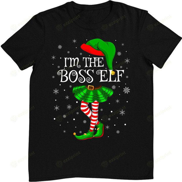 Family Matching Women Girls I'm The Boss Elf Christmas T-Shirt
