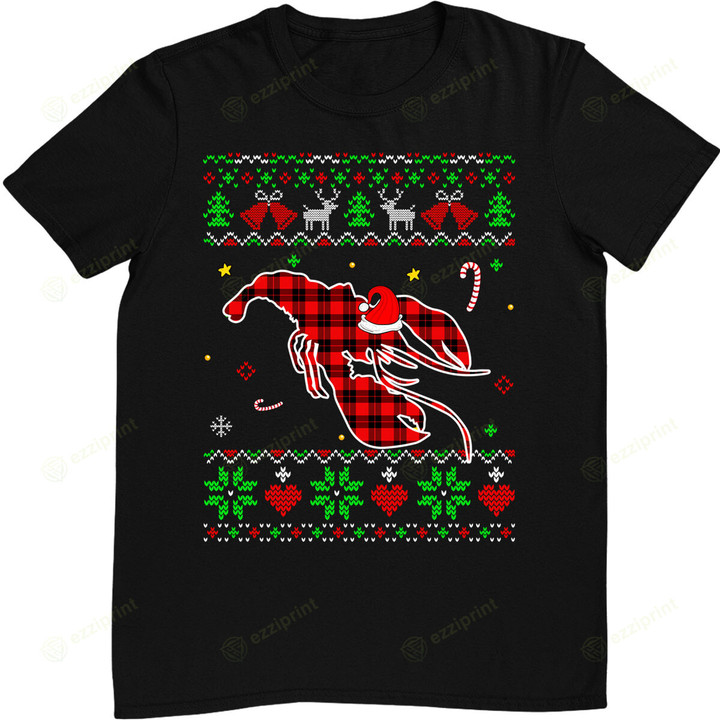 Red Plaid Ugly Sweater Christmas Animals Lobster Lover T-Shirt