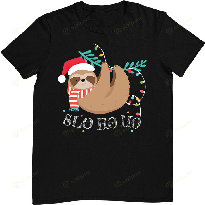 Slo Ho Ho Funny Sloth Christmas Merry Slothmas T-Shirt