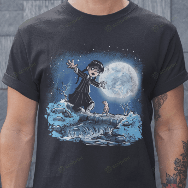Wednesday and Hand Calvin and Hobbes The Addams Family Mashup T-Shirt