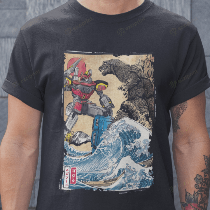 Megazord vs Godzilla Kaiju Godzilla Mighty Morphin Power Rangers Mashup T-Shirt