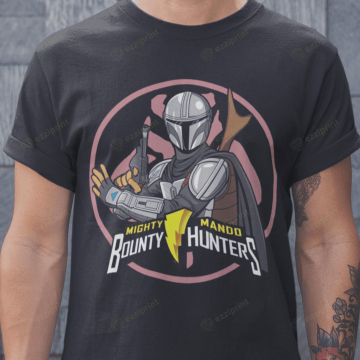 Mighty Mando Bounty Hunters Mighty Morphin Power Rangers The Mandalorian Mashup T-Shirt