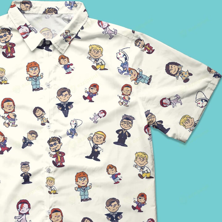David Bowie's Characters Dancing In Peanuts Style Button Down Shirt