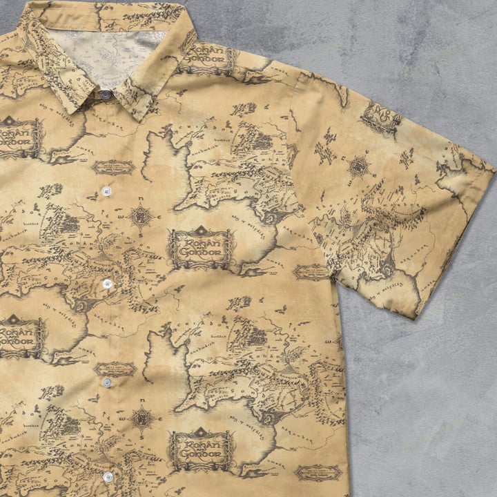 Rohan and Gonoor Map Lord Of The Rings Button Down Shirt