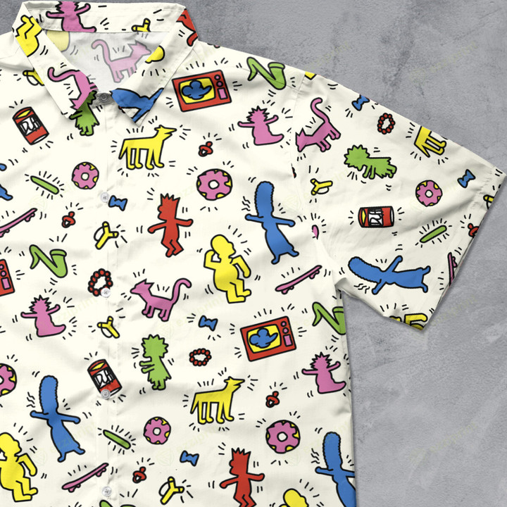 The Simpsons Characters Pop Art Pattern Button Down Shirt