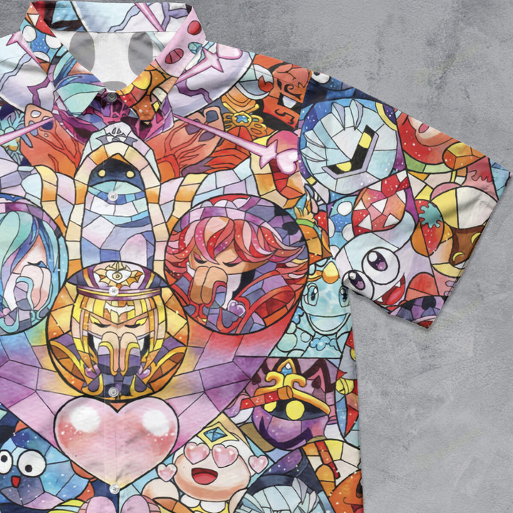 Kirby Characters Stained Glass Button Down Shirt