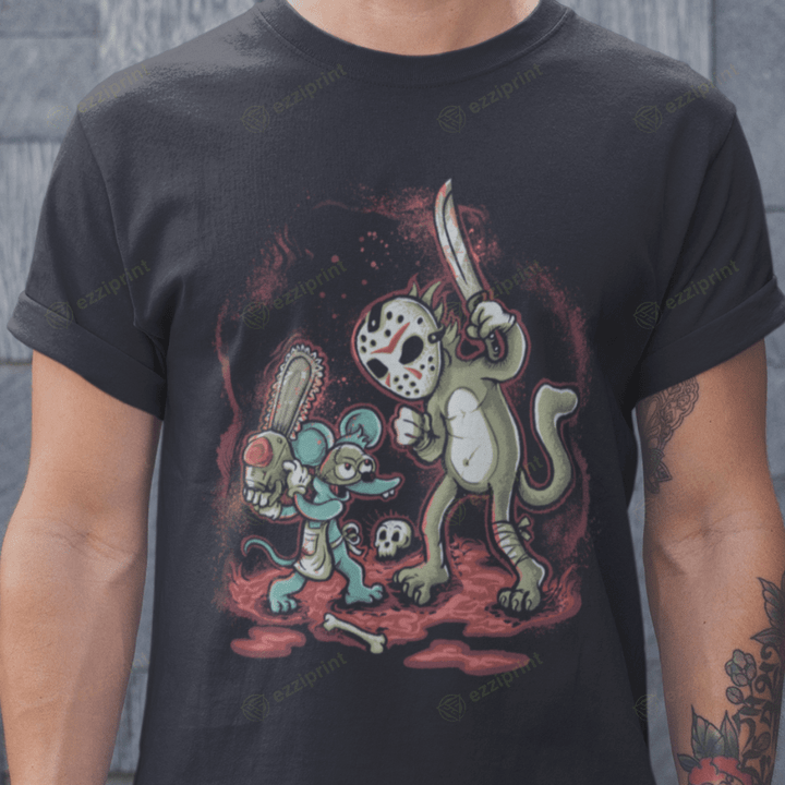 Itchy and Slashy Jason Voorhees Horror T-Shirt