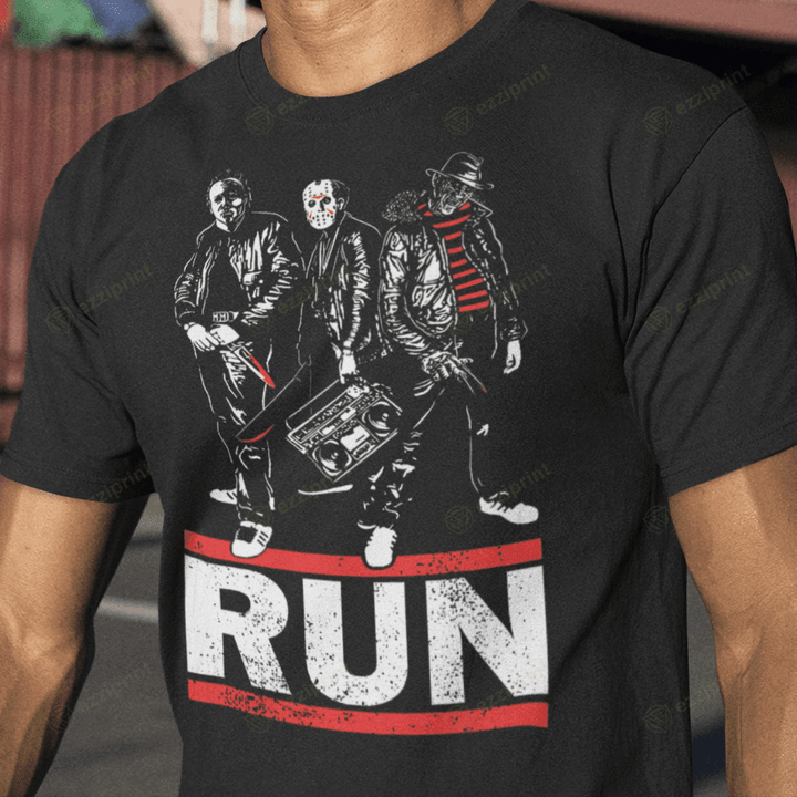 Run Jason Voorhees Freddy Krueger and Michael Myers Horror T-Shirt