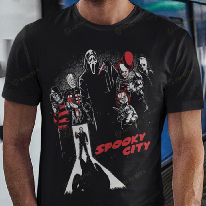 Spooky City Horror Characters T-Shirt