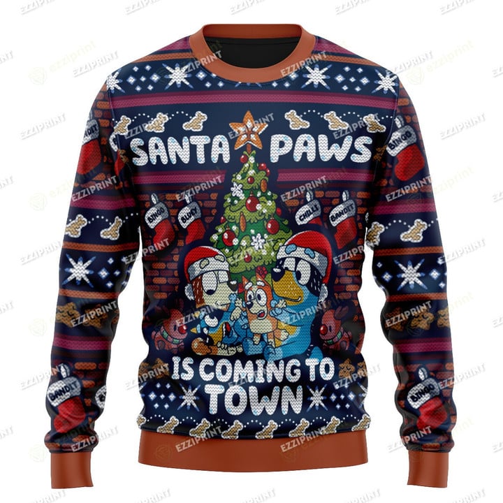 Santa Paws Is Coming To Town Bluey Sweater