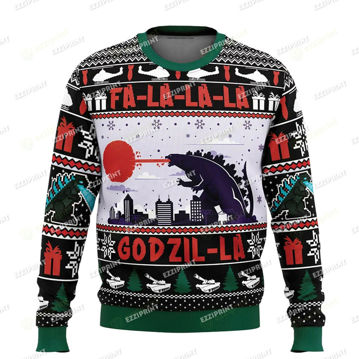 FaLaLaLa Godzil-La Godzilla Christmas Sweater