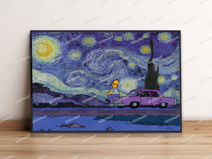 Homer Simpsons The Simpsons The Starry Night Poster