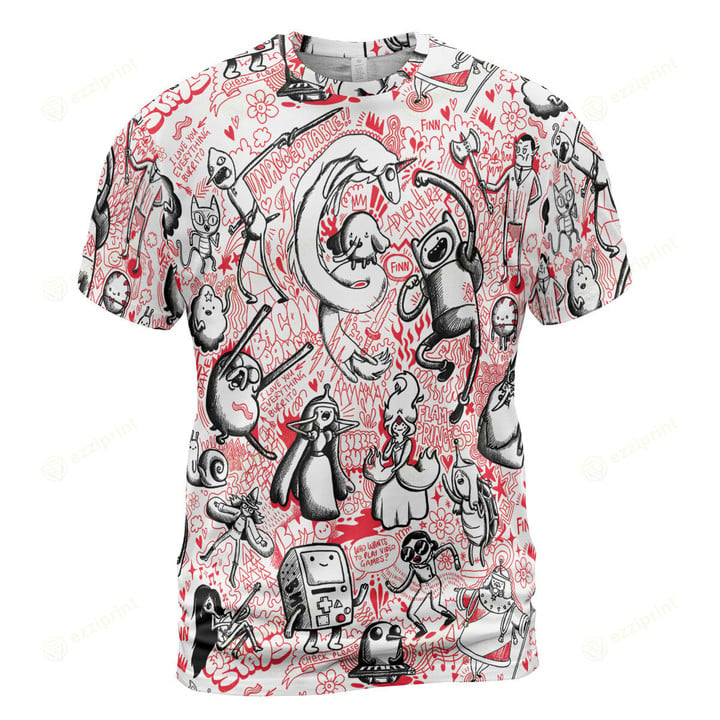 Sketch Adventure Time Character AOP T-Shirt