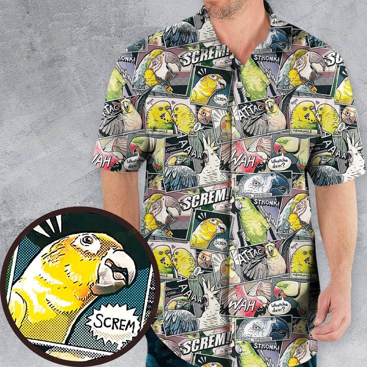 Parrots ComicStyle Hawaiian Shirt