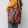 Funny Seamless Wallpaper with Colorful Hippie Accessories Tote Bag
