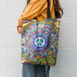 Hippie Flower Butterfly Pattern Hippie Accessories Tote Bag