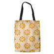 70s Retro Smiley Floral Face Pattern Hippie Accessories Tote Bag