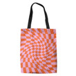 Retro Orange and Pink Bright Psychedelic Twisted Checker Swirl Hippie Accessories Tote Bag