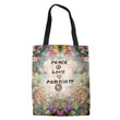 Peace Love Positivity Hippie Accessories Tote Bag