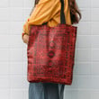 Red Traditional Oriental Boho Hippie Accessories Tote Bag