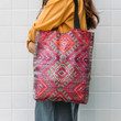 Pink Colored Oriental Traditional Bohemian Hippie Accessories Tote Bag
