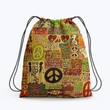 Hippie Love Pattern Yellow Hippie Accessorie Drawstring Backpack