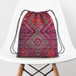 Pink Colored Oriental Traditional Bohemian Hippie Accessorie Drawstring Backpack