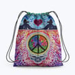 Cat Skull Hippie Peace Love Hippie Accessorie Drawstring Backpack