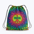 Peace Psychedelic Rainbow Splatter Hippie Accessorie Drawstring Backpack