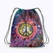 Peace Love Flower Hippie Accessorie Drawstring Backpack