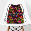 Funny Seamless Wallpaper with Colorful Hippie Accessorie Drawstring Backpack