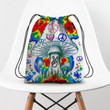 Mushroom Hippie Peace Hippie Accessorie Drawstring Backpack