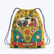 Hippie Girl Elephant Car Flower Hippie Accessorie Drawstring Backpack