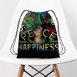 Peace Leaves Happiness Hippie Accessorie Drawstring Backpack