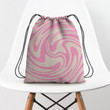 70s Retro Swirl Pink Color Hippie Accessorie Drawstring Backpack