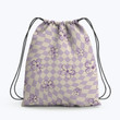 Purple Checker Flower Hippie Accessorie Drawstring Backpack
