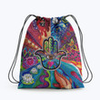 Hamsa Art Hippie Accessorie Drawstring Backpack