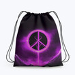 Purple Hippie Love Peace Hippie Accessorie Drawstring Backpack