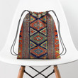 Southwestern Farmhouse Boho 19th Century Colorful Red Yellow Blue Green Aztec Farm Stars Hippie Accessorie Drawstring Backpack