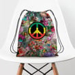 Hippie Flower Pattern Hippie Accessorie Drawstring Backpack