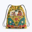 Hippie Girl Dog Car Flower Hippie Accessorie Drawstring Backpack