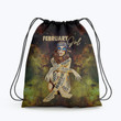 February Girl Hippe Beautiful Peace Love Hippie Accessorie Drawstring Backpack