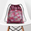 Peace Love Pink Heart Hippie Accessorie Drawstring Backpack