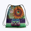 Hippie Sun Flower Eye Hippie Accessorie Drawstring Backpack