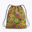 Funky Vintage Retro 70s Golden Hippie Flower Pattern Hippie Accessorie Drawstring Backpack